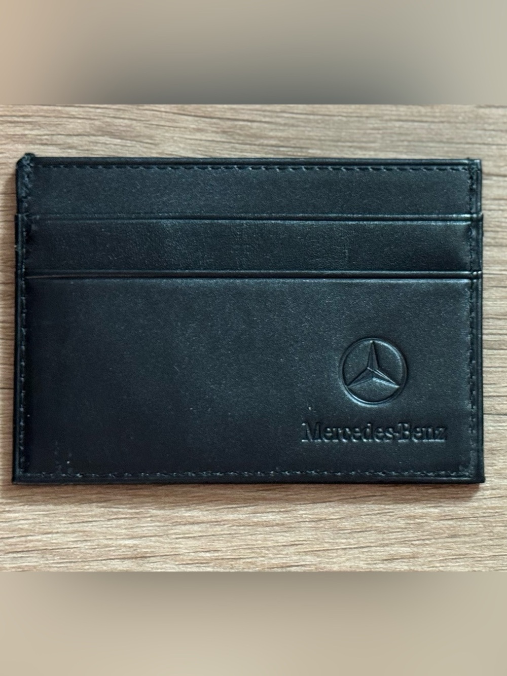 New Mercedes-Benz black leather card license holder embossed mini wallet